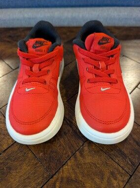 Nike Toddler Force 1 '18 Red & Silver Low-Top Leather Sneakers 9c